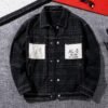 Black Plaid Contrast-Stitch Utility Jacket