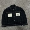 Black Plaid Contrast-Stitch Utility Jacket
