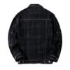 Black Plaid Contrast-Stitch Utility Jacket